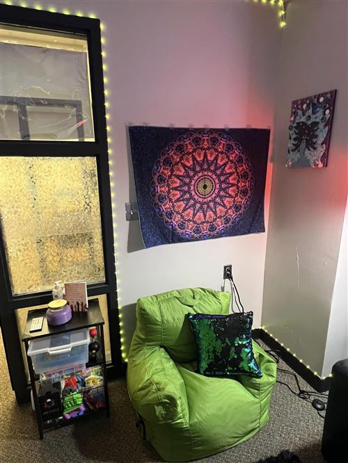 chair with led lights and activity table